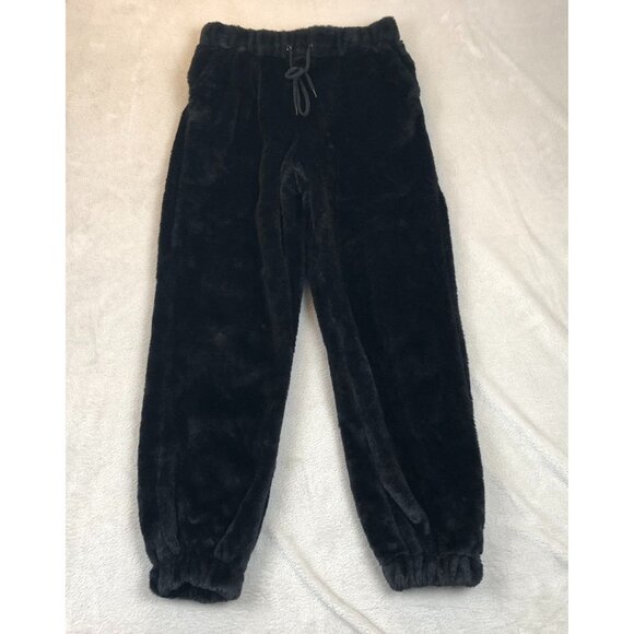 No Boundaries Girls Plush Jogger Pants Small Black Fuzzy Drawstring Cozy Casual - Picture 13 of 15